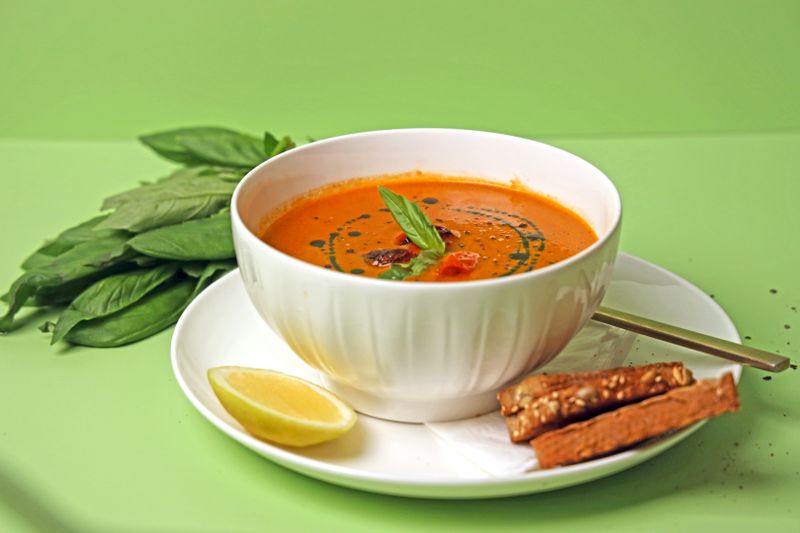 Tomato basil soup with cream